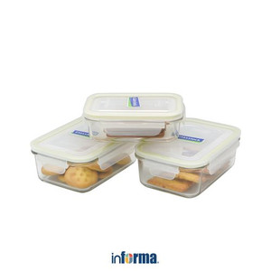 Informa - Glasslock Set 3 Pcs Wadah Makanan - Hijau