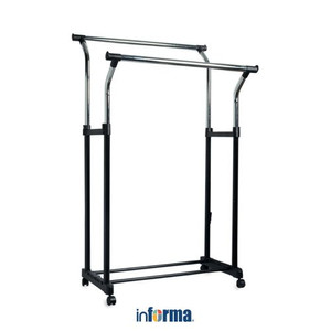 RAK GANTUNGAN PAKAIAN-DOUBLE GARMENT RACK 85.5X57.5X174CM BLK