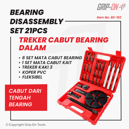 GRIP-ON BEARING DISASSEMBLY SET TREKER LEPAS / CABUT BEARING DALAM / TENGAH 21 PCS