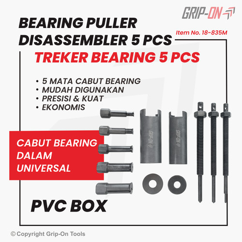 GRIP-ON BEARING PULLER DISASSEMBLER/ TREKER CABUT BEARING 5PCS BOX PVC