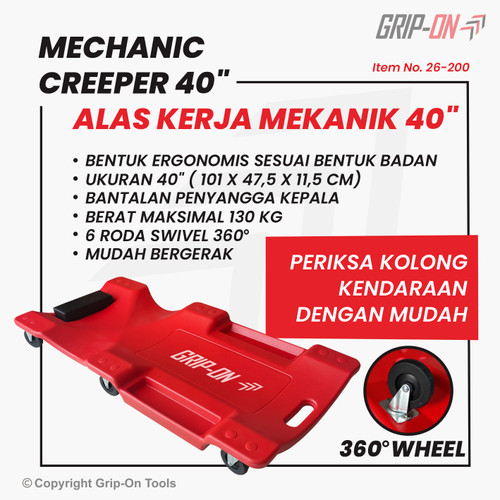 GRIP-ON MECHANIC CREEPER ALAS KERJA PERIKSA KOLONG KENDARAAN 40 INCH