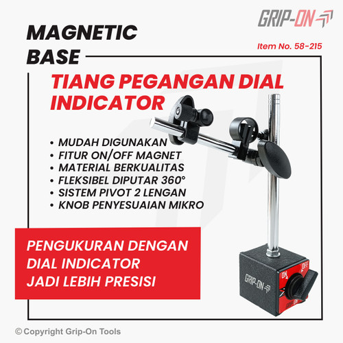 GRIP-ON MAGNETIC BASE TIANG PEGANGAN DIAL INDICATOR