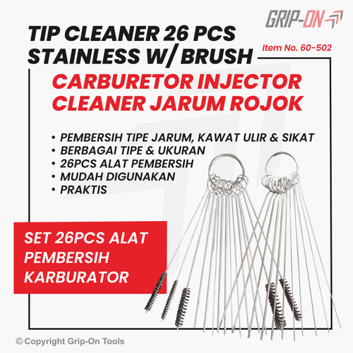 Grip-On Tip Cleaner Stainless W/ Brush Pembersih Karburator 26 Pcs