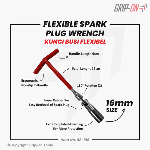 KUNCI BUSI SOK T BUSI FLEXIBLE T-SOCKET SPARK PLUG WRENCH 16 18 21 MM