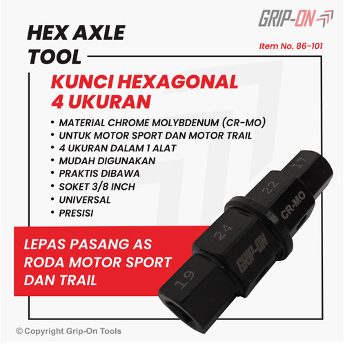 GRIP-ON HEX AXLE TOOL LEPAS PASANG RODA MOTOR MOGE DIRT BIKES GRIP ON