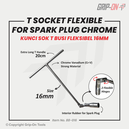 GRIP-ON SOK T BUSI FLEKSIBEL - T SOCKET FLEXIBLE SPARK PLUG 16MM 21MM