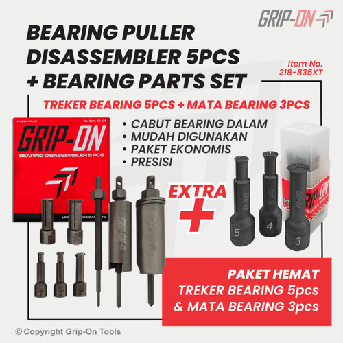 TREKER LEPAS BEARING 5PCS + EXTRA MATA - BEARING PULLER DALAM GRIP ON