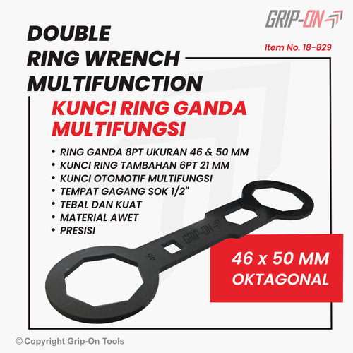 GRIP-ON FORK CAP WRENCH 46 X 50 MM KUNCI PEMBUKA FORK CAP SOK DEPAN