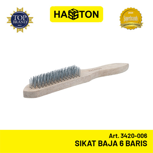 Hasston Sikat 6 Baris / Sikat Baja - Kawat Gagang Kayu (3420-006)