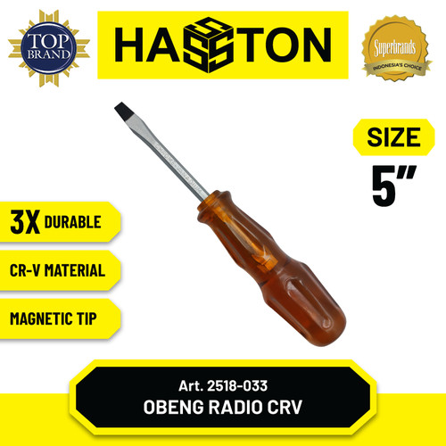 Hasston Obeng Handgrip CRV Whisky / Obeng Plastik / Screwdriver (2518)