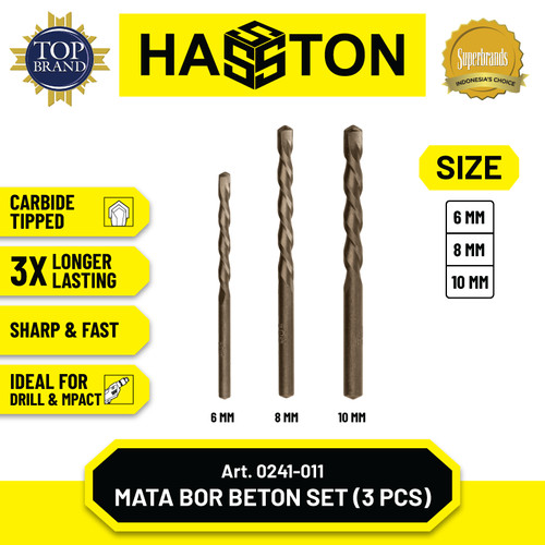 Hasston Mata Bor Beton 3 Pcs / Carbide Tipped Masonry Drill (0241-011)