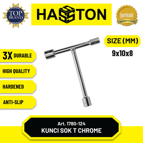 Hasston Kunci Sok T Chrome 8x12x10 mm / Socket Wrench-T (1780-125)