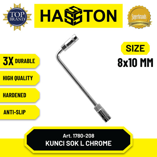 Hasston Kunci Sok L Chrome 8x10 mm / Socket Wrench-L (1780-208)