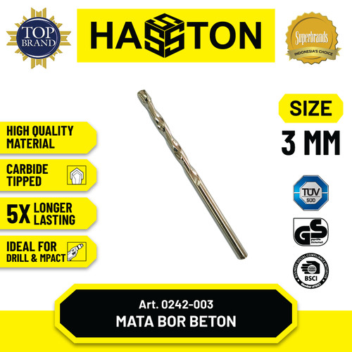 Hasston 6mm Mata Bor Beton Pendek Tembus Plat (0242-006)