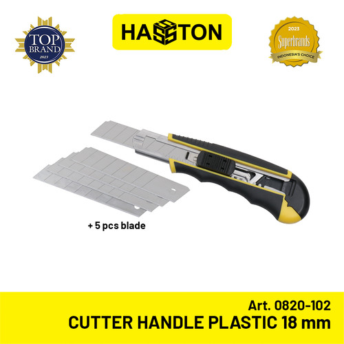 Hasston Pisau Cutter Handle Plastik 18mm+5 Pcs Blade (0820-102)