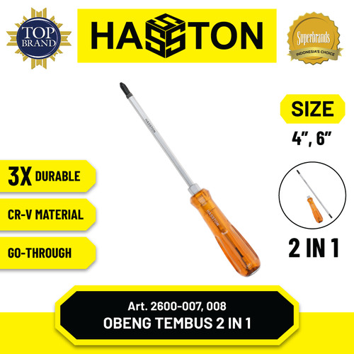 Hasston Obeng 2In1 / Obeng Bolak Balik Plus Minus / Screwdriver (2600)