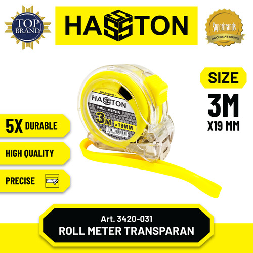 Hasston Rol Meter Transparan 5m x 19mm / Tape Measure (3420-032)