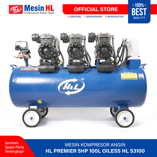 HL Mesin Kompressor Angin/ Compressor Premier 5HP 100L Oiless HL-S5100