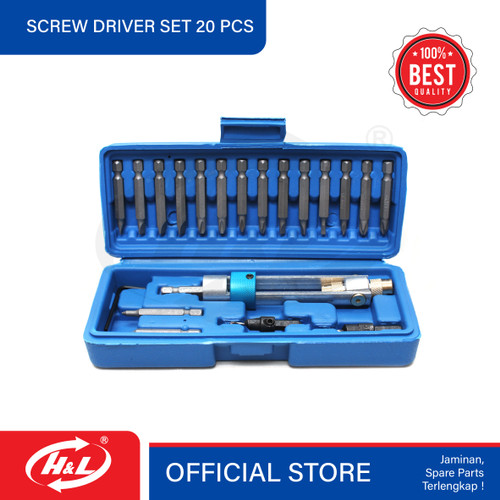 HL Mata Bor Obeng Bolak Balik / Screwdriver Set 20Pcs Flip Extention