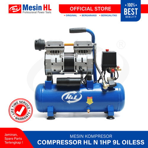 HL Mesin Kompresor Angin N1HP 9Liter Oiless