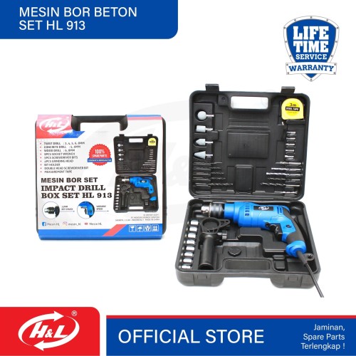 HL Mesin Bor Beton Set 13mm / Impact Drill BOX SET HL 913