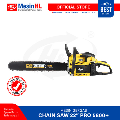 HL Mesin Gergaji Kayu Laser Bar/ Chain Saw PRO 5800 22" Bar Baja Laser