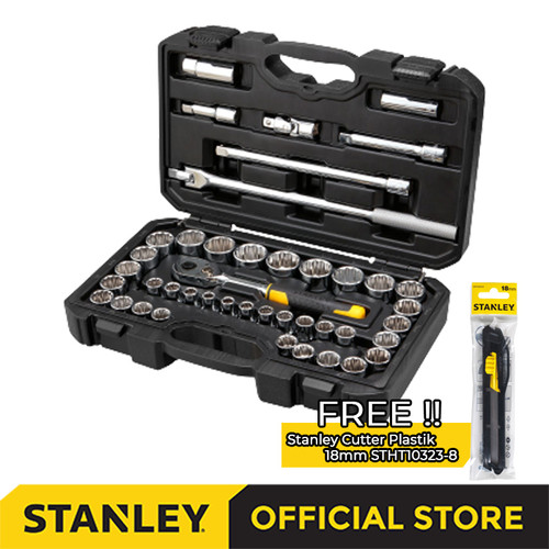 Stanley Socket Metric Set w/ Metal Case SQ 1/2" 12pts 43pcs STMT45505