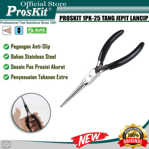 Proskit 1PK-25 Tang Jepit Lancip Bergerigi Multi-Function Plier Ori