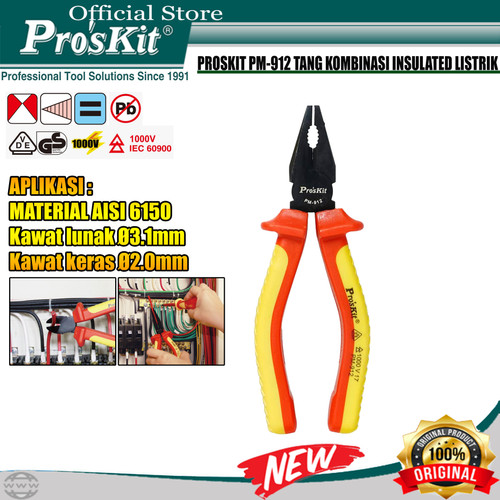 Proskit PM-912 1000 Voltt Tang Harimau Combinasi Insulasi Listrik DVE