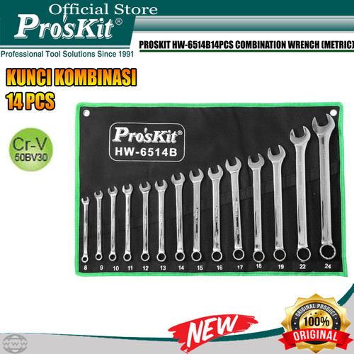 Proskit HW-6514B 14 Pcs Kunci Ring Pas Set 8 -24mm Combination Wrench