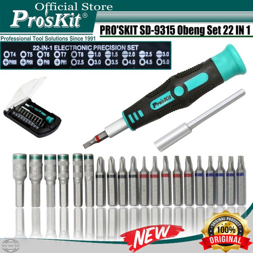 PROSKIT SD-9315 Obeng Set Presisi Screwdriver Set 22 IN1 HP iPhone ORI