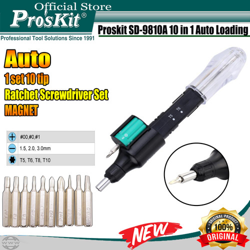 Proskit SD-9810A Obeng Set Auto Load Ratchet Screwdriver Magnet 10 IN1