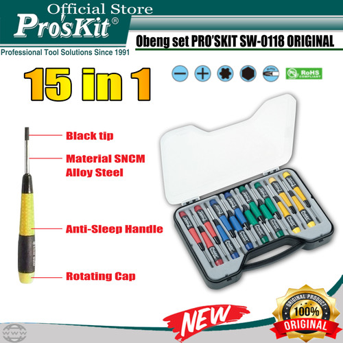 Proskit OBENG SET PRO'SKIT SW-0118 15 IN 1 ORIGINAL