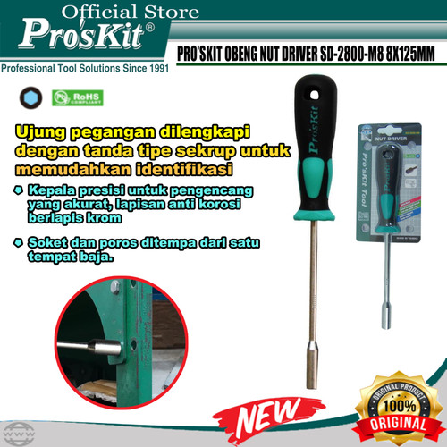 PROSKIT Obeng Nut Driver PRO'SKIT SD-2800-M8 8 X 125MM ORIGINAL