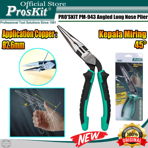 PROSKIT Tang Jepit Bengkok PRO'SKIT PM-943 (8") Angled LongNosePlier