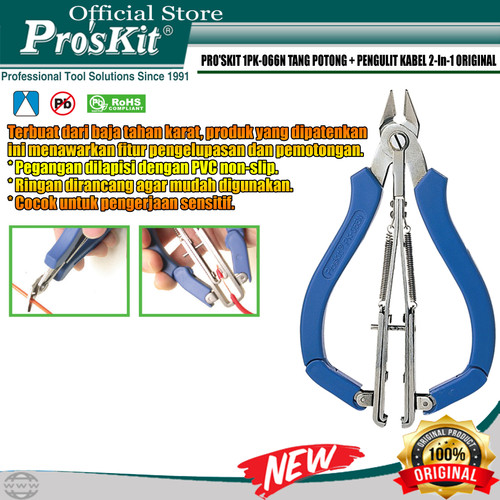 Tang Potong PRO'SKIT 1PK-066N 2-In-1 Wire Stripper/Cutter ORIGINAL