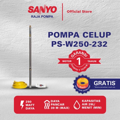 SANYO Mesin Pompa Air Sumur Dalam Submersible Non Auto - PS-W250-232