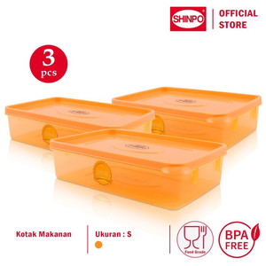 SHINPO Wadah Makanan Plastik 0.9 L COMBO 3 Pcs Kotak CMB-SPO-SIP-309S