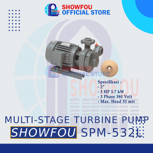 SHOWFOU SUBMERSIBLE PUMP SPM-532L, 5 HP, 3 Phase 3.7 kWatt 2 Inch