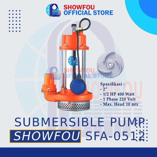 SHOWFOU SUBMERSIBLE PUMP SFA-0512N 1/2 HP 1 Phase 400 Watt 2 Inch