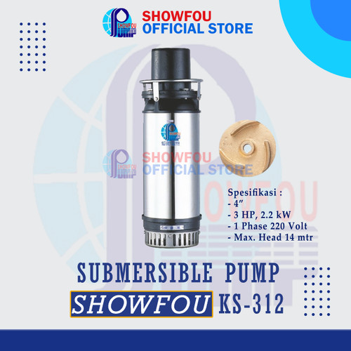 SHOWFOU SUBMERSIBLE PUMP KS-312D, 3 HP, 1 Phase 12.2 kWatt 4 Inch