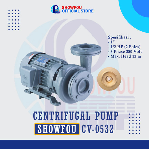 SHOWFOU CENTRIFUGAL PUMP CV-0532, 0.5 HP, 3Phase 0.4 kWatt 1 Inch