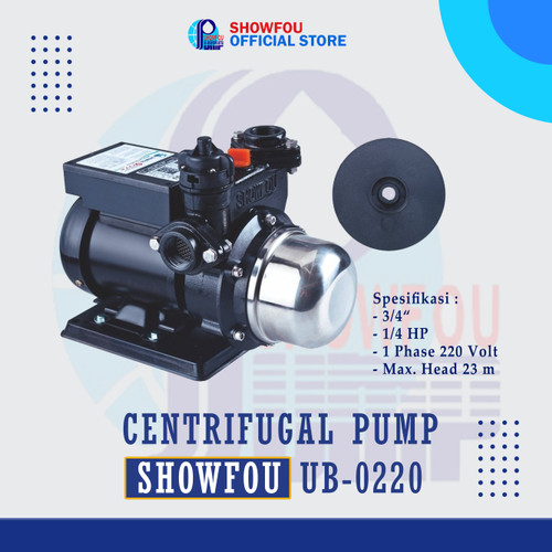 SHOWFOU CENTRIFUGAL PUMP UB-0220, 0.25 HP, 1 Phase 200 Watt 0.75 Inch