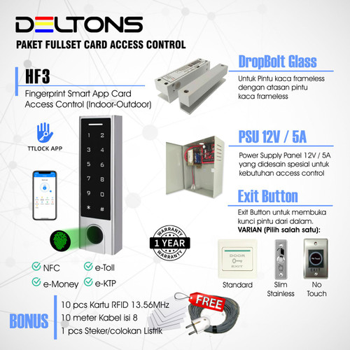 Fullset Smart Door Access Control HF3 RFID Fingerprint Dropbolt Lock