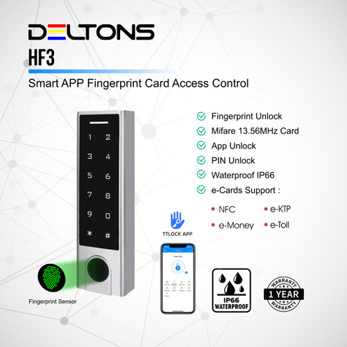 Fingerprint Smart Door Access Control HF3 13.56MHz Waterproof Outdoor