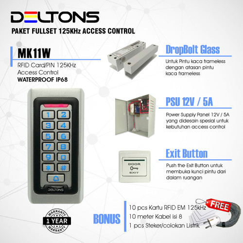 Paket Akses Kontrol Door Access Control Dropbolt RFID 125KHz