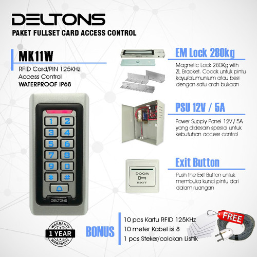 Door Access Control Paket PIN/Card Deltons - 1 Pintu Magnetic Lock