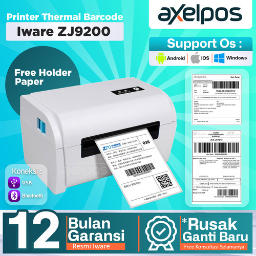 Printer Thermal Barcode Label A6 110mm Usb Bluetooth Iware ZJ9200