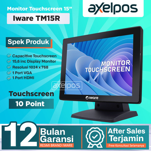 Led Monitor Touchscreen layar sentuh 15inc Iware TM15R Port VGA - HDMI