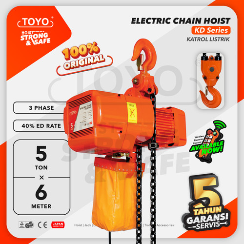 Electric Chain Hoist 5 Ton x 6 Meter KD Series TOYO